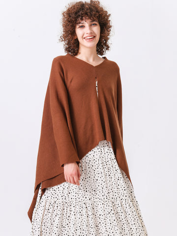 Split Detail Knit Poncho